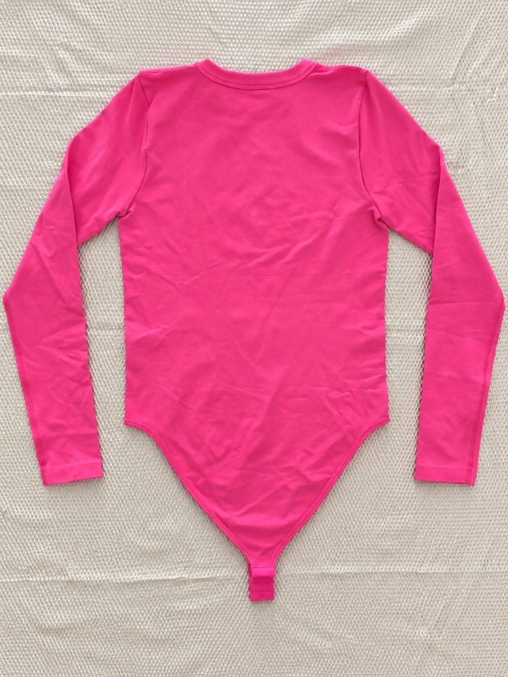 Hot Pink Long Sleeve Scoop Neck Stretch Bodysuit